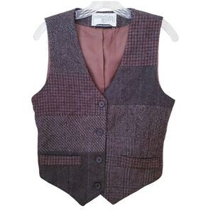 Vintage International Scene Brown Wool Vest